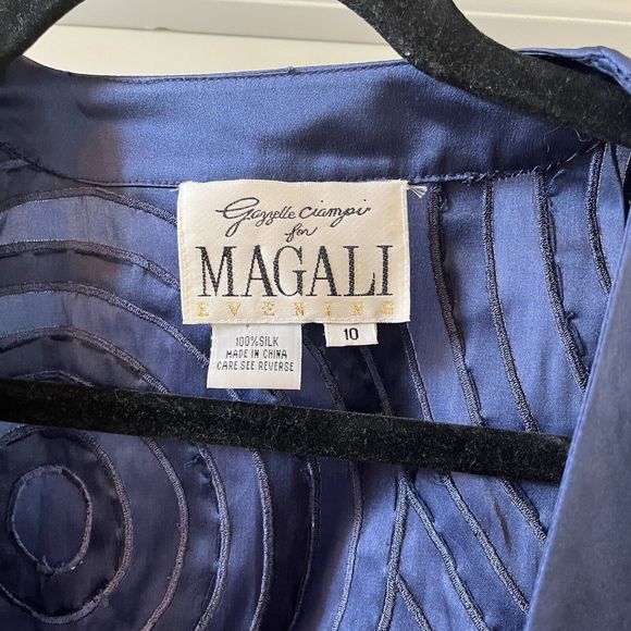 Gazzelle Ciampi Magali Evenings Silk Blue Beaded Circular Pattern Women's Medium - Picture 4 of 9